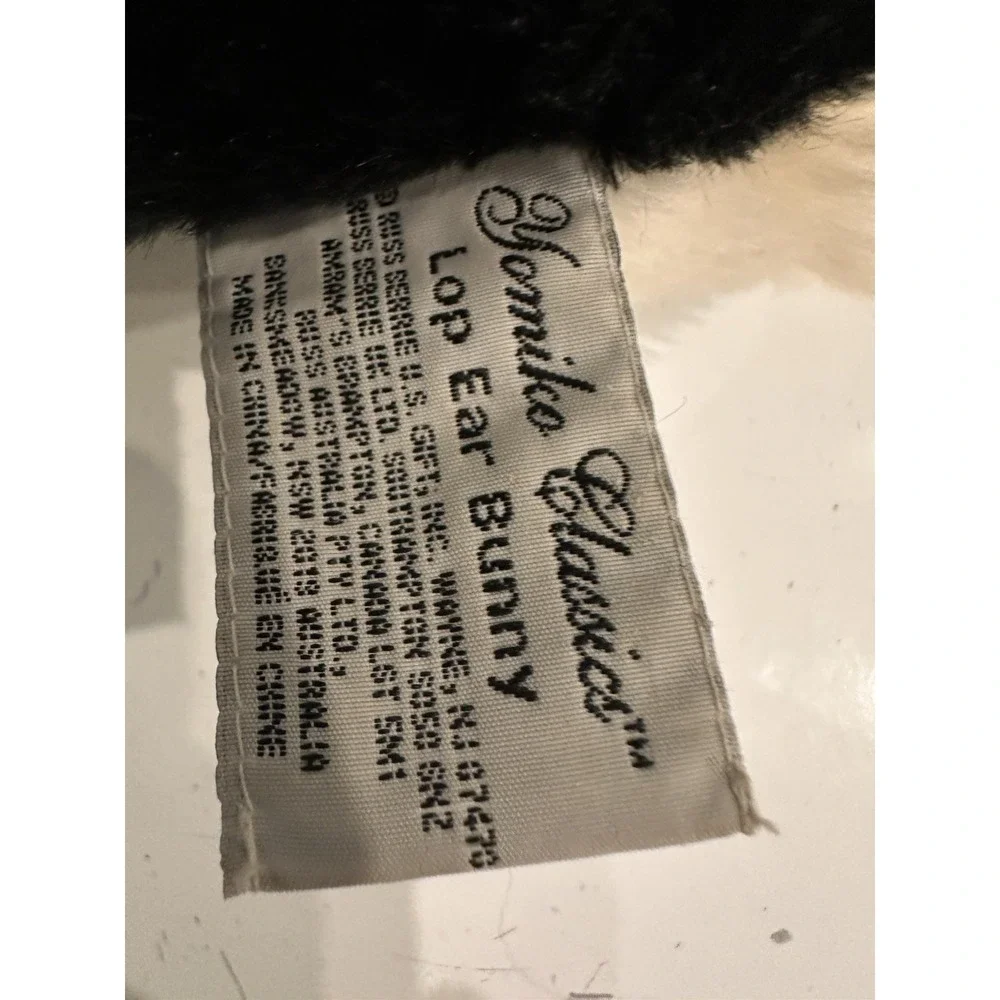 Russ Berrie Yomiko Lop Ear Bunny‎ Black & White 9.5